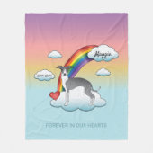 青と白のグレイハウンドイタリアンレインボーメモリアル フリースブランケット (正面)