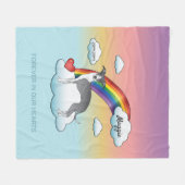 青と白のグレイハウンドイタリアンレインボーメモリアル フリースブランケット (正面(横))