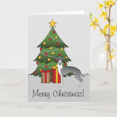 青と白のグレイハウンドイタリアン&クリスマスツリー カード (黄色い花)