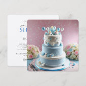 青と白のケーキに乳首 ベビーシャワーの装飾 招待状 (正面/裏面)