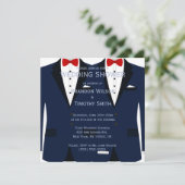 青と白のゲイウェディングシャワー招待状 招待状 (スタンド正面)