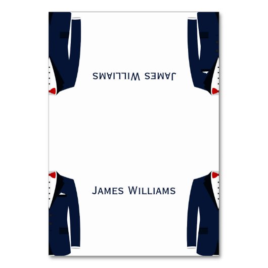 青と白のゲイ結婚の置き場カード テーブルナンバー (正面)