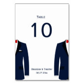 青と白のゲイ結婚の表番号カード テーブルナンバー (裏面)