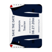 青と白のゲイ結婚式の日付磁石を保存 マグネット (縦)