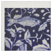 青と白のコイ池タイルデザイン布パネル ファブリック (見本)