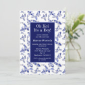 青と白のコイ赤ちゃんシャワー 案内状 (スタンド正面)