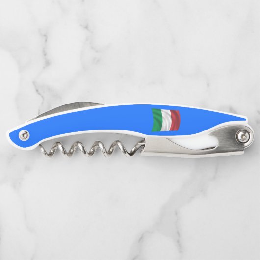 青と白のコルク抜きボトルオープナー ソムリエナイフ (裏面)