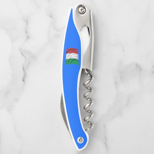 青と白のコルク抜きボトルオープナー ソムリエナイフ (裏面)