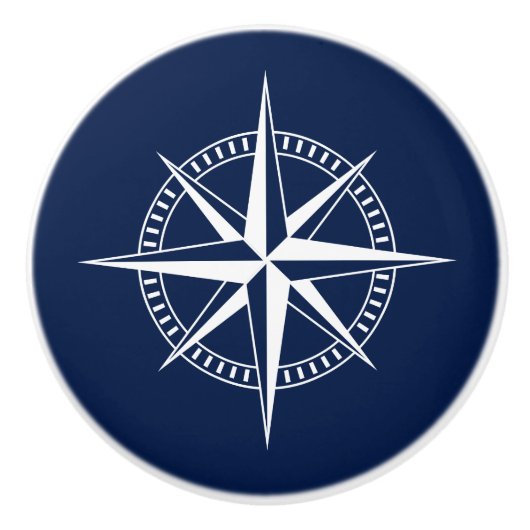 青と白のコンパス、セラミッ航海のクノブ セラミックノブ (正面)