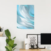 青と白のコンポジション抽象芸術 ポスター (ホームオフィス)