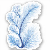 青と白のコーラルアート壁画：水中の海景 シール (正面)