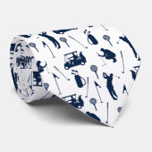 青と白のゴルフシンボルパターン ネクタイ (ロール)