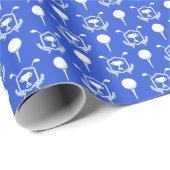青と白のゴルフボールとクラブ ラッピングペーパー (ロールコーナー)