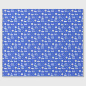 青と白のゴルフボール、カート&クラブ ラッピングペーパー (フラット)