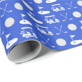 青と白のゴルフボール、カート&クラブ ラッピングペーパー (ロールコーナー)