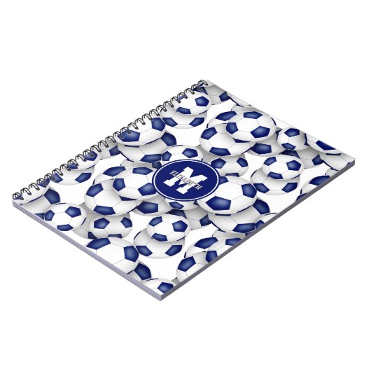 青と白のサッカーボールの柄の子供向けスポーツ用品 ノートブック (左側)