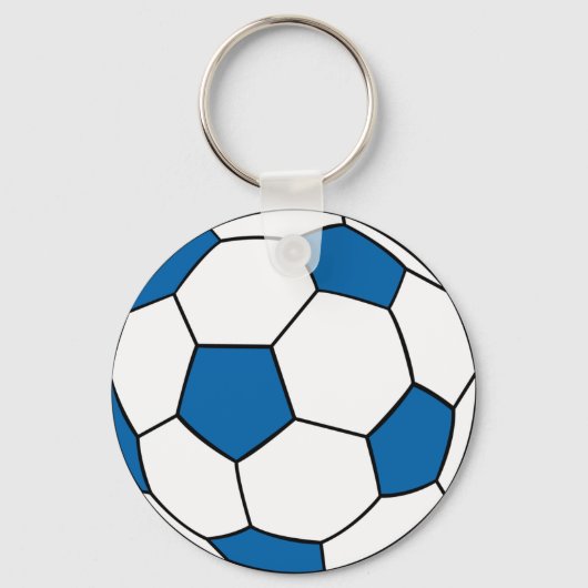 青と白のサッカーボール キーホルダー (正面)