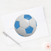 青と白のサッカーボール ラウンドシール (封筒)