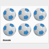 青と白のサッカーボール ラウンドシール (シート)