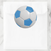 青と白のサッカーボール ラウンドシール (バッグ)