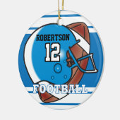 青と白のサッカー セラミックオーナメント (左)