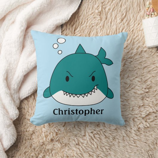 青と白のサメのカスタマイズ クッション (ブランケット)