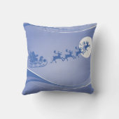 青と白のサンタと彼の小さなクリスマステーマ クッション (裏面)