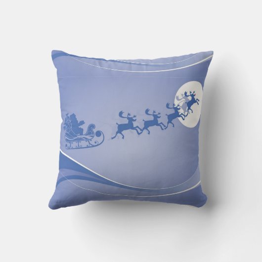 青と白のサンタと彼の小さなクリスマステーマ クッション (裏面)