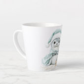 青と白のサンタ帽子マフラーアザラシ クリスマス カフェラテマグ (左アングル)