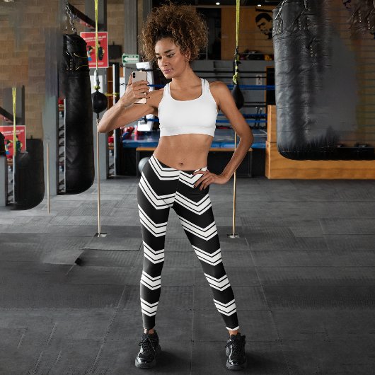 青と白のシェブロン カプリレギンス