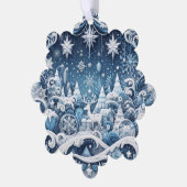 青と白のシックなクリスマスギフトラベル オーナメントカード (左)