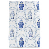 青と白のシノワズリーデザインの生姜の壺 ミディアムペーパーバッグ (裏面)