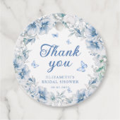 青と白のシノワズリーブライダルシャワー フェイバータグ (正面)