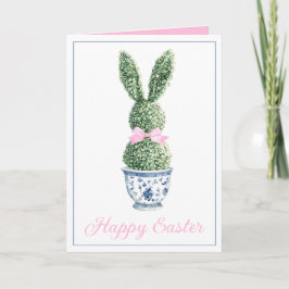 青と白のシノワズリーラビットトピアリー カード