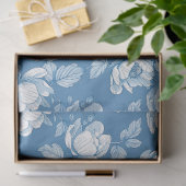 青と白のシノワズリーローズピーオニー 薄葉紙 (ギフト)