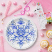 青と白のシノワズリー和風ペーパープレート ペーパープレート (パーティー)