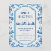 青と白のシノワズリー・アンティーク・ブライダルシャワー ポストカード (正面)