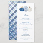 青と白のシノワズリー パンプキン ウェディング シャワー メニュー (正面/裏面)