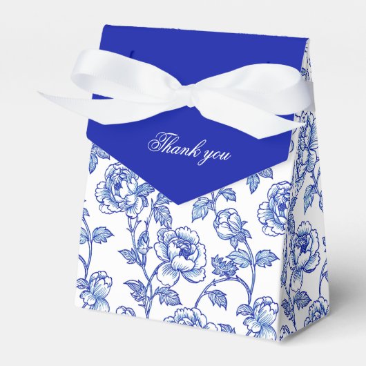 青と白のシノワズリー 感謝 フェイバーボックス (正面サイド)