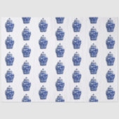 青と白のシノワズリ ジャーデクパージュ パターン 薄葉紙 (正面)
