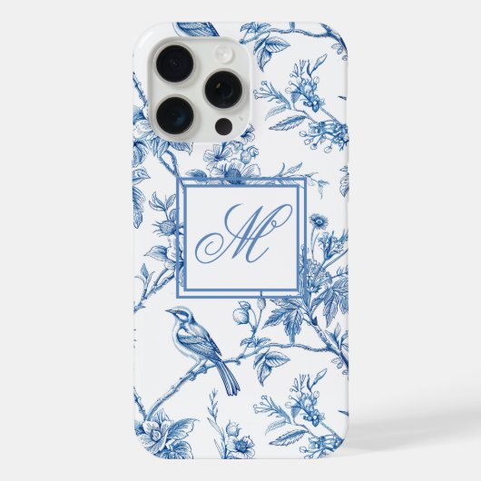 青と白のシノワズリ モノグラム iPhoneケース (裏面)