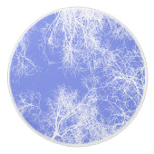 青と白のシルエットの木 セラミックノブ (正面)