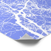 青と白のシルエットの木 ポスター (角)