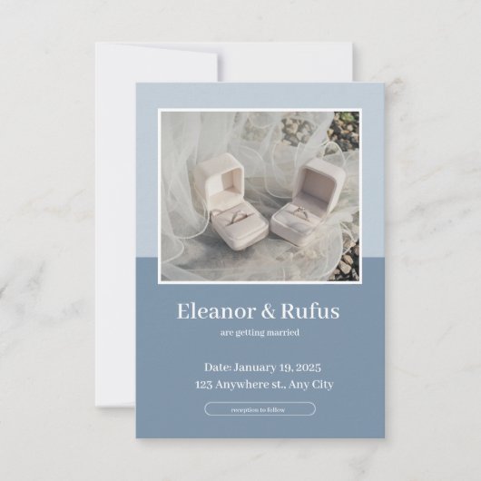 青と白のシンプルな写真中心の招待状 招待状 (正面)