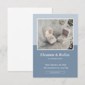 青と白のシンプルな写真中心の招待状 招待状 (正面/裏面)