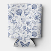 青と白のシーシェルヒトデクーラーボックス 缶クーラー (正面)