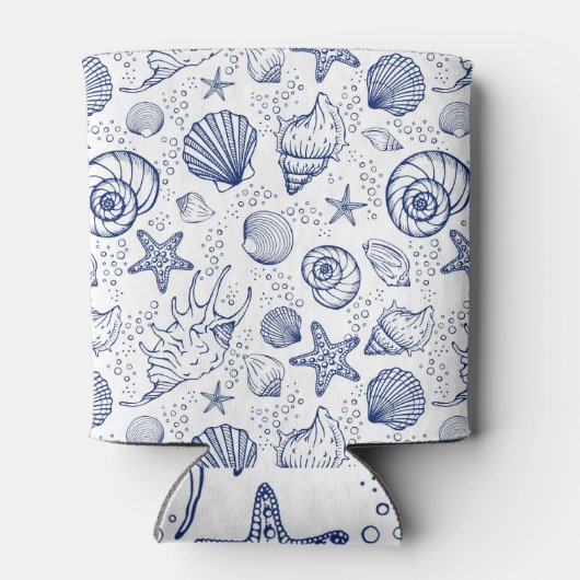 青と白のシーシェルヒトデクーラーボックス 缶クーラー (裏面)