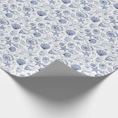 青と白のシーシェルヒトデラッピングペーパー ラッピングペーパー (角)