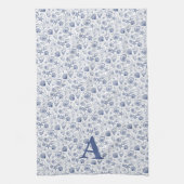 青と白のシーシェルヒトモノグラム航海の キッチンタオル (縦)