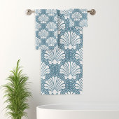 青と白のシーシェル バスタオルセット